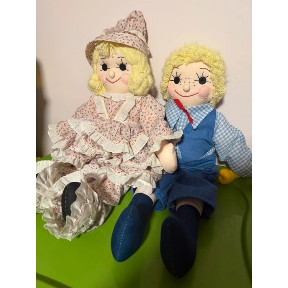 Vintage rare 80's Little Boy Blue & Goldilocks Cloth Rag Dolls! 2 pcs